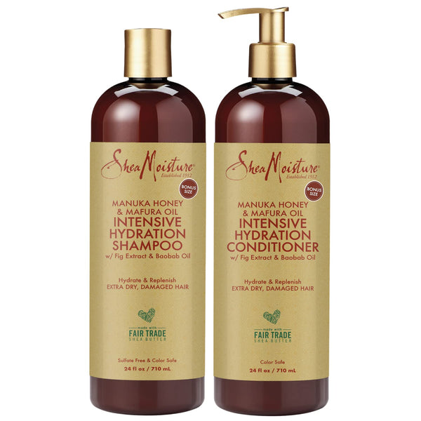 Sheamoisture plus Size Shampoo and Conditioner Set, Manuka Honey and Mafura Oil, Shea Moisture Set, Hydrate and Replenish Shampoo and Conditioner, Curly Hair Products, 24 Fl Oz Ea