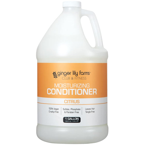 Ginger Lily Farms Club & Fitness Moisturizing Conditioner for Dry Hair, 100% Vegan & Cruelty-Free, Citrus Scent, 1 Gallon (128 Fl Oz) Refill